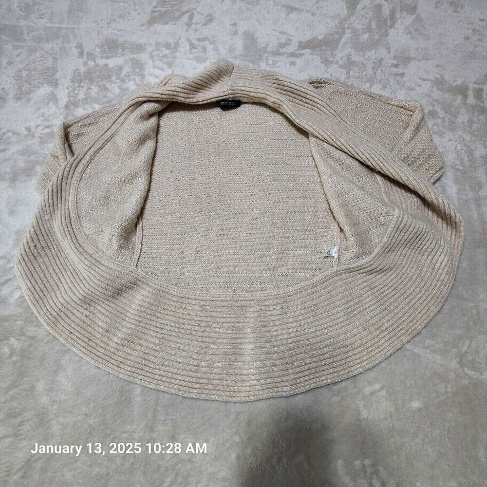 White House Black Market Women's XS Open Cardigan/Sweater Cream/Metallic Thread - Picture 7 of 8